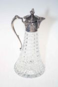 Silver mounted crystal claret jug, with shamrock and thistle decoration, 29cm, Sheffield 1977.