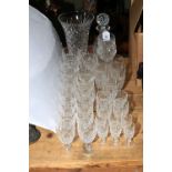 Suite of Waterford Crystal including decanter, vase etc, approximately 35 pieces.