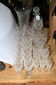 Suite of Waterford Crystal including decanter, vase etc, approximately 35 pieces.