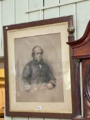 Oak framed portrait of George Richmond (1809-1896), 72cm by 64cm.