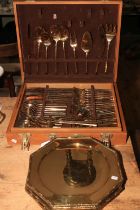 Collection of gilt cased cutlery and plates.