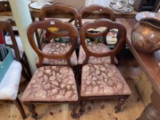 Set of four Victorian balloon back dining chairs.