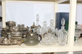 Collection of metalwares and crystal including Tyrone and Stuart Crystal, etc.