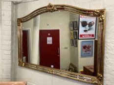 Gilt framed overmantel mirror, 90cm by 130cm.