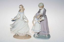 Two Lladro figures, Mother Comforting Crying Child, and Cinderella, tallest 27cm.