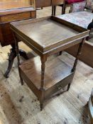 19th Century mahogany two tier night stand with turned supports and case drawer,
