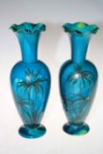 Pair Linthorpe Pottery turquoise vases, shape number 2219, 35.5cm.