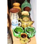 Collection of decorative pottery including Wetheriggs, salt pig, etc.