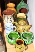 Collection of decorative pottery including Wetheriggs, salt pig, etc.