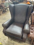 HSL brown leather? wing back armchair.