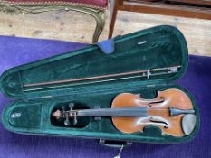 19th Century Nicolaus Bernhardt Violin and bow in later case.