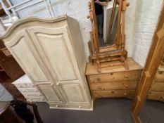 Cream washed two door arched top wardrobe,