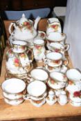 Collection of Royal Albert Old Country Roses china including teapot, dinner plates, etc,