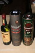 Three bottles of whisky including Glen Marnoch single malt 70cl,