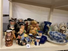 Collection of toby jugs, Wade decanter, chamber pots,