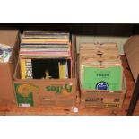 Box of LP records and box of 78 records.