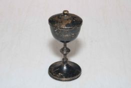 Miniature silver chalice, London 1954, 10.5cm high.