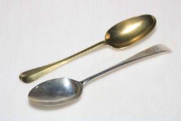 George III silver bright cut tablespoon by George Gray, London 1783,