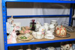 Four Royal Worcester figures, Aynsley Howard Sprays, Wade Heath biscuit barrel, etc.