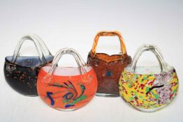 Four Murano/Italian glass baskets, approximately 16cm high.