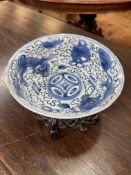 Chinese Ming Dynasty Wanzi Period bowl decorated internally with dogs of fo and Buddhist emblems on