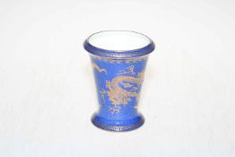 Wedgwood gilt dragon on blue vase, 11.5cm.