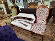 Edwardian parlour settee, Victorian gents chair and Victorian Prie Dieu.