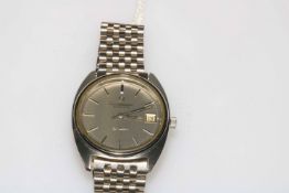 Gents stainless steel wristwatch, face marked Omega.