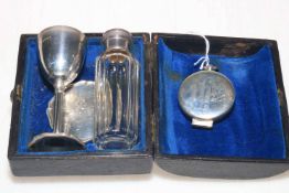 Victorian silver portable communion set in fitted box by Edward Charles Brown, London 1872,