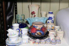 Collection of Poole Pottery, Crown Ducal Charlotte Rhead Vase, Carlton china, Maling, Beswick, etc.