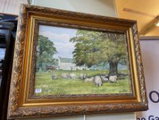 DM & Em Alderson, Sheep & Horses in Country House Grounds, watercolour,