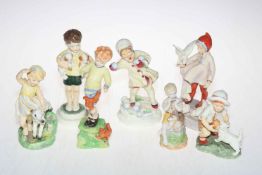 Good collection of seven Royal Worcester figures including All Mine, Snowy and Months.