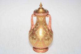 Crown Derby vase with matched lid, mark with date code for 1889, 17cm without lid.