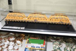 Cased model of 'The White Nile Bridge' made by The Cleveland Bridge Co, 88cm length.
