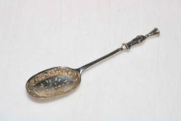 George III silver apostle spoon with pierced bowl, London 1768,