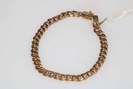 9 carat gold flattened chain link bracelet, 20cm length.