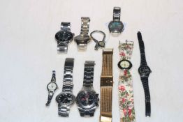 Collection of ten gents and ladies wristwatches.