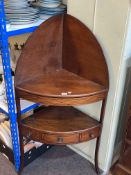 Georgian mahogany and ebony line inlaid corner washstand and Georgian mahogany and line inlaid two