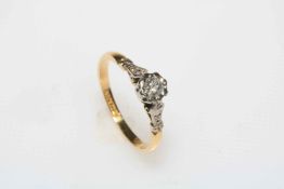Diamond set 18 carat gold ring, size M.