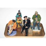 Four Royal Doulton figures, A Good Catch, Shore Leave, The Mask Seller and Sailors Holiday.