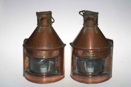 Pair of copper Port and Starboard ships lamps.