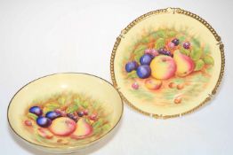 Aynsley Orchard Gold, N Brunt, fruit plate 26cm diameter, and N Brunt fruit low pedestal bowl,