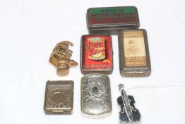 Collection of seven vesta boxes and novelty cases.