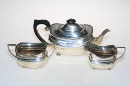 Silver three piece tea set (teapot lacking ball foot), Chester 1930's.