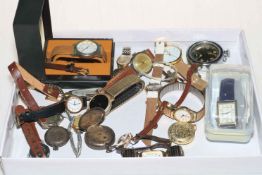 Collection of watches including silver fob watch.