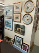 Large collection of framed prints and paintings including two limited edition, pair French prints,
