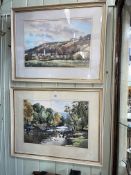 E Charles Simpson, pair landscape watercolours, signed and dated 79 lower right, 36.
