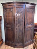 Early 20th Century mahogany two door breakfront wardrobe, 208cm by 158cm by 64cm.