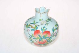Chinese peach vase with shaped neck, 15cm.