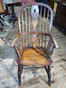 19th Century Windsor pierced splat back elbow chair.
